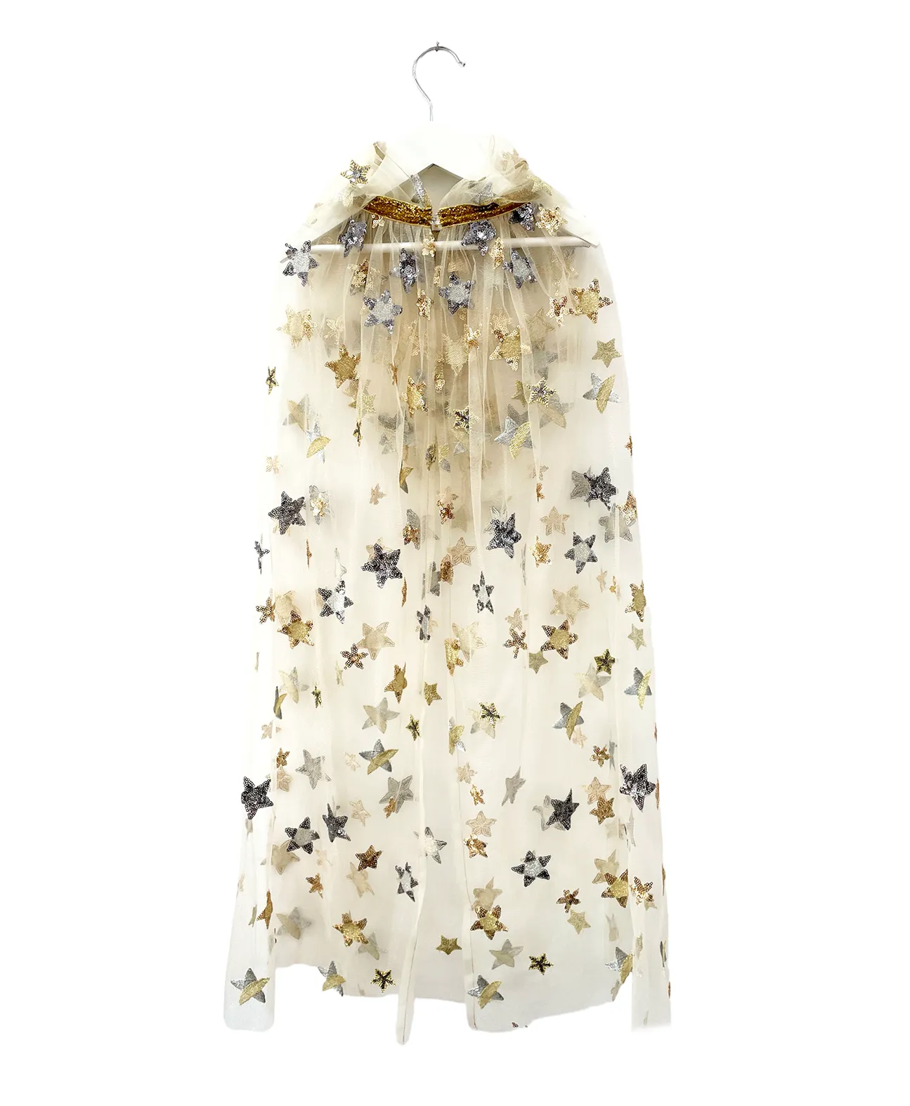 Capa Larga de Hada Con Estrellas Bordadas en Oro y Plata Ratatam