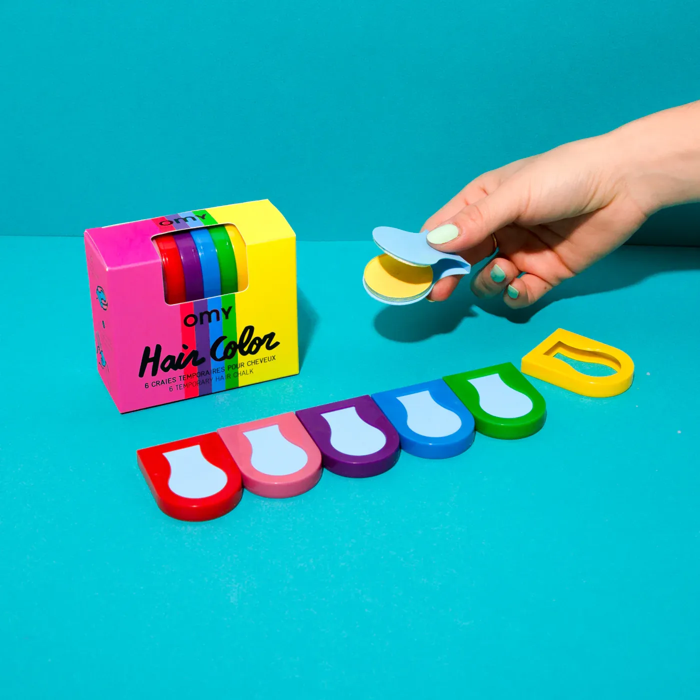 Tiza para el pelo color Azul OMY