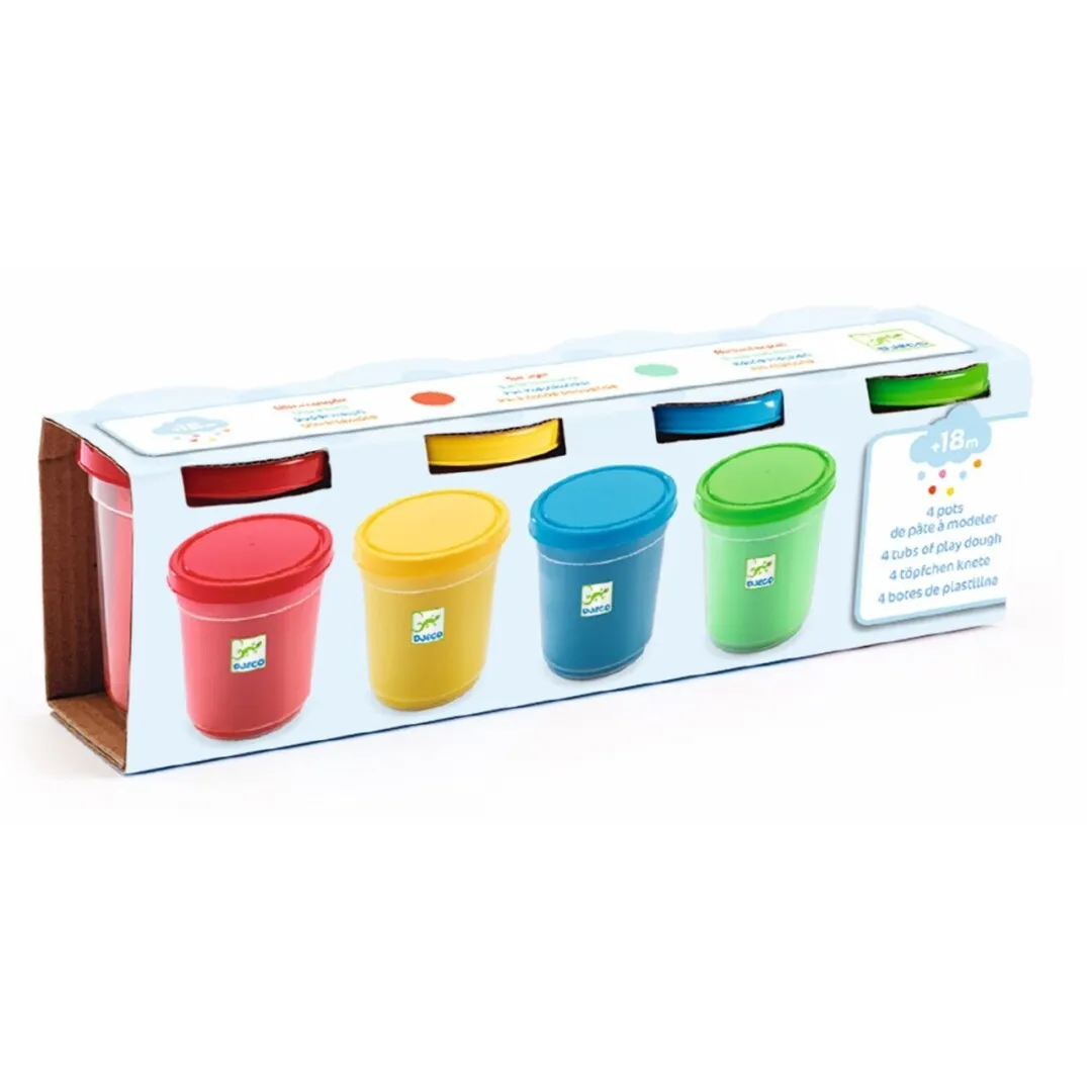 4 Botes de Plastilina Djeco Colores Básicos
