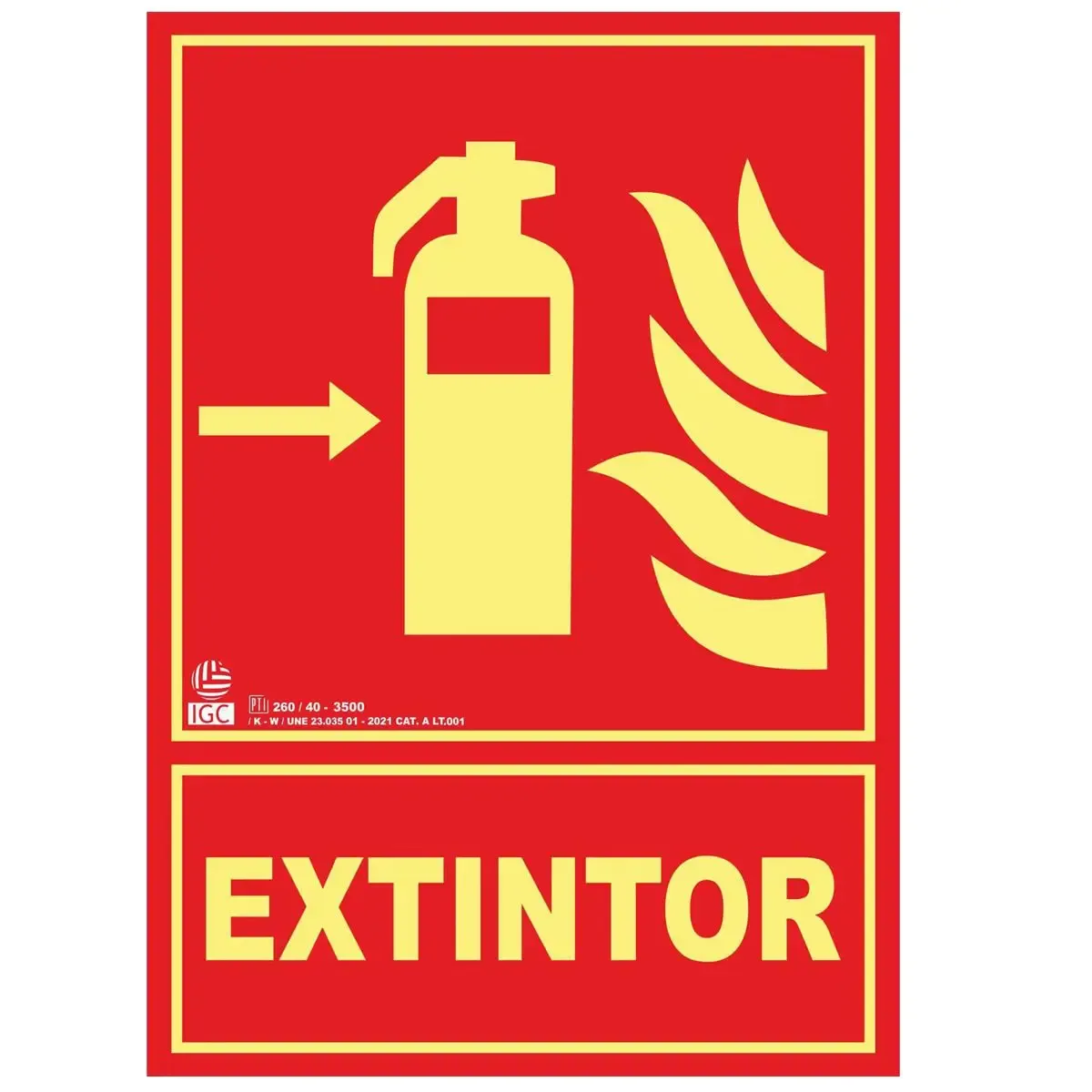 Señales de prevención : Extintor incendios ( Flecha derecha )