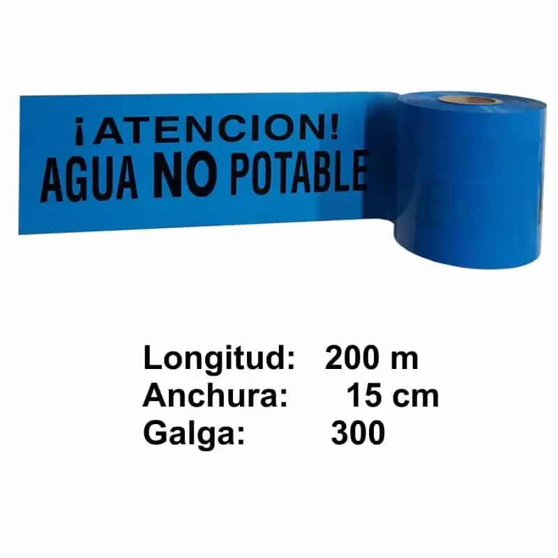 Cinta con texto : Señalización subterránea – Agua no potable