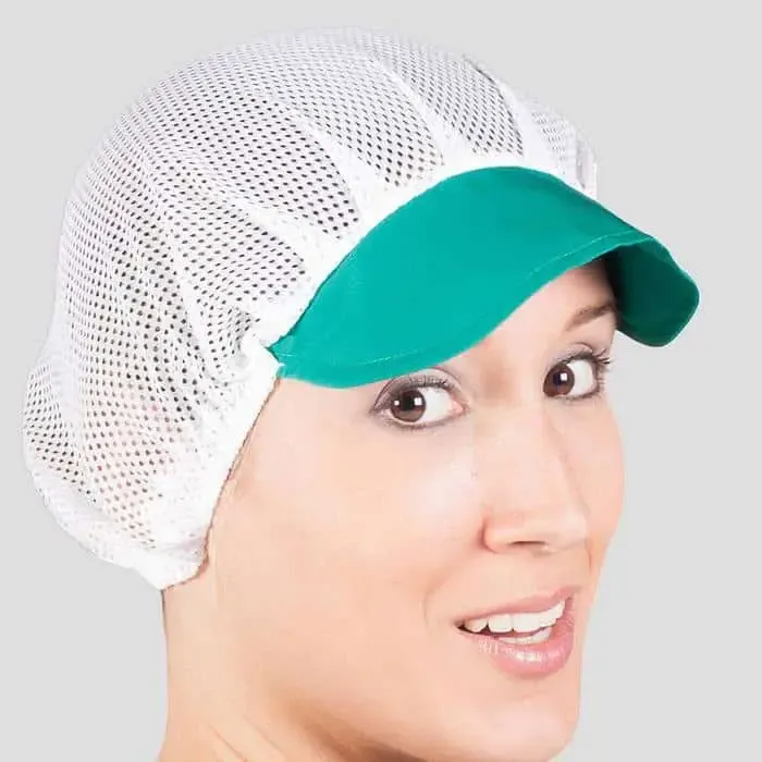 Cofia con rejilla blanca y visera verde – Monza