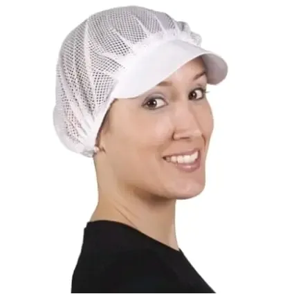 Cofia para el cabello de rejilla con visera blanca