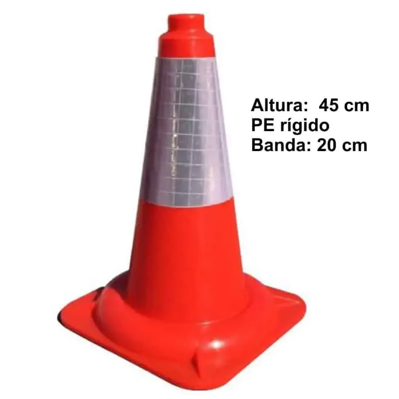 Conos viales de señalización naranja fluor 45 cm