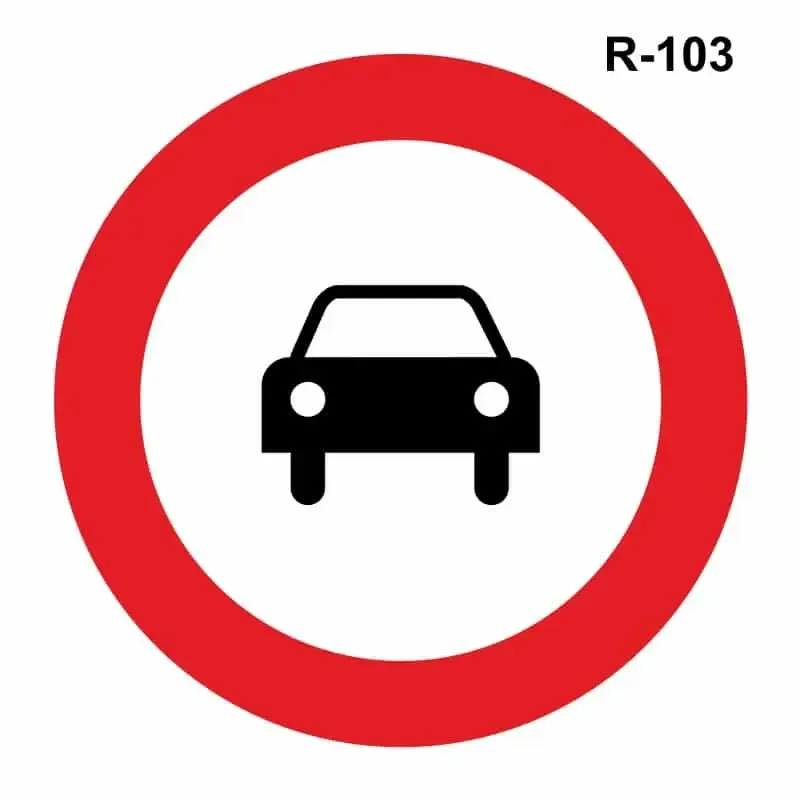 Entrada prohibida a vehículos de motor, excepto motocicletas de dos ruedas ( R-103 )