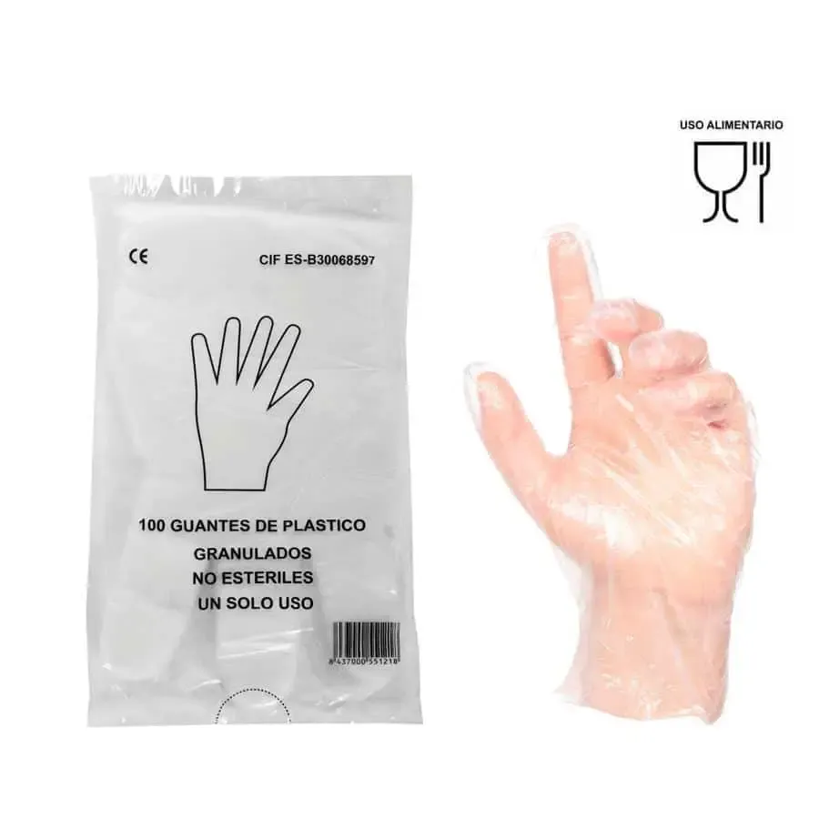 Guantes polietileno transparentes desechables – Bolsa 100 uds