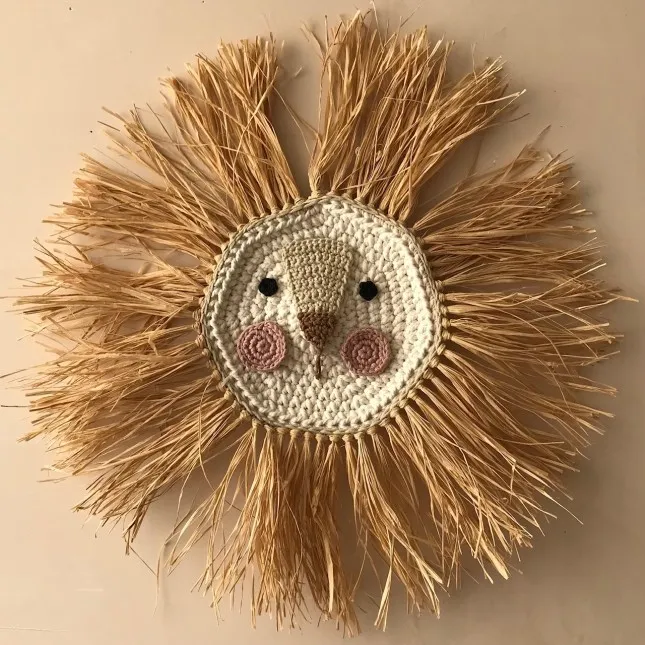 Small Crochet Lion/Rafia Pink Ila y Ela