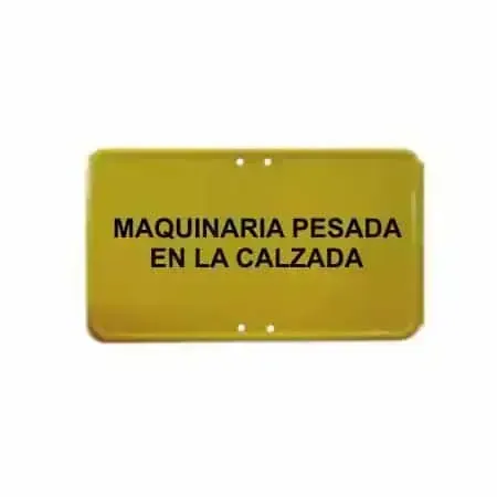Placas de acero amarillas – Maquinaria pesada en la calzada