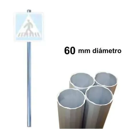 Postes de aluminio de 60 mm diámetro para señales de tráfico