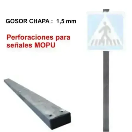 Postes rectangulares para señales MOPU – Grosor chapa 1,5 mm