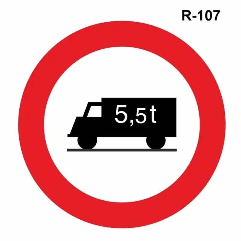 Entrada prohibida a vehículos de transporte de mercancías con mayor peso autorizado