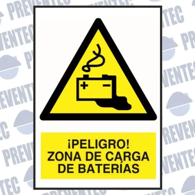 Señal advertencia – ¡Peligro! Zona de carga de baterías