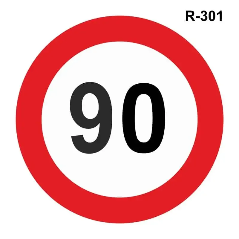 Velocidad máxima de 90 km/h ( R-301 )