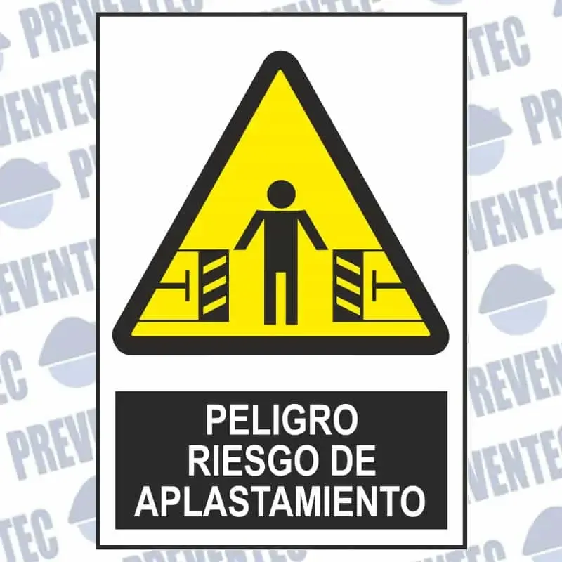 Señales de seguridad : Peligro , riesgo de aplastamiento
