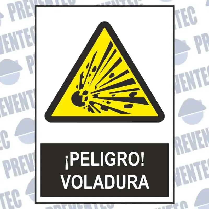 Señal Precaución , zona de voladuras