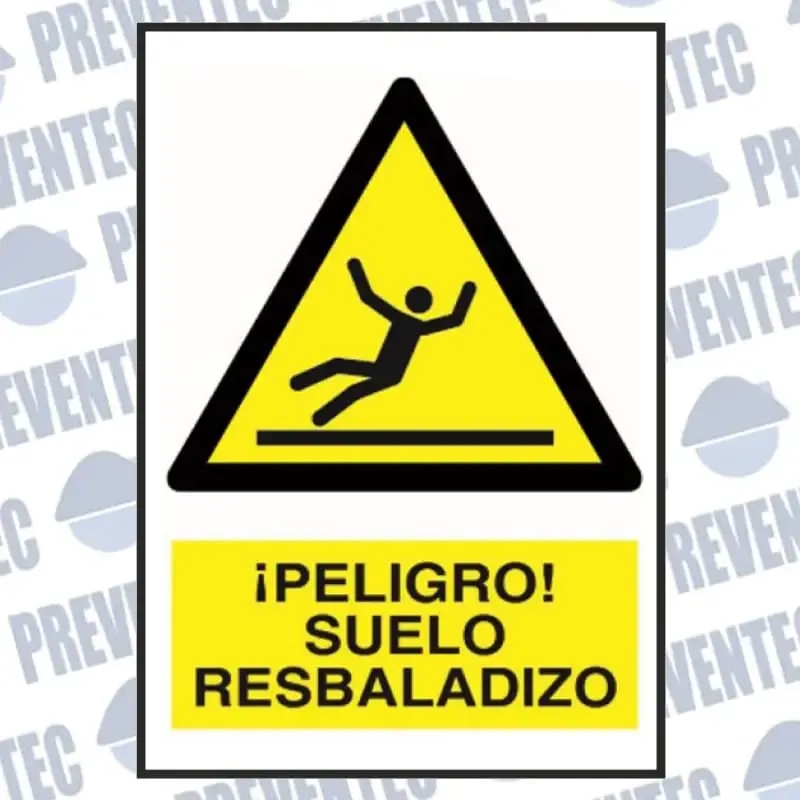 Señal advertencia peligro : ¡ Peligro ! Suelo resbaladizo – DIN A4