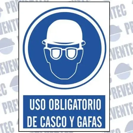 Señal: Uso obligatorio de casco y gafas
