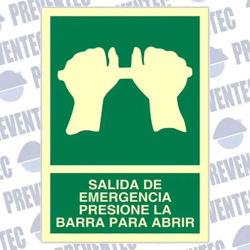 Señal Salida de emergencia Presione la barra para salir