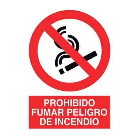 Señalización de prohibición : Prohibido fumar Peligro de incendio