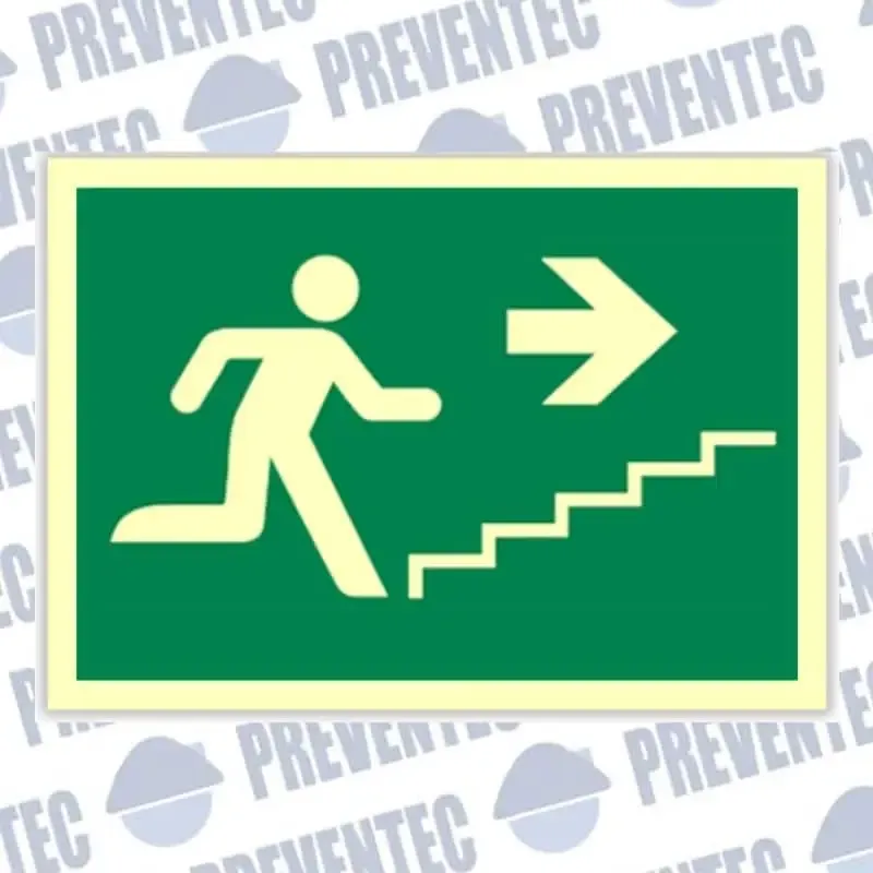 Señales de evacuación : Salida de emergencia escaleras derecha