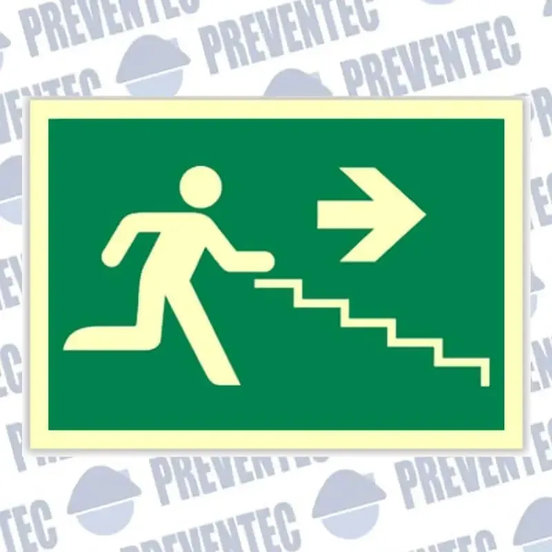 Señales de evacuación : Salida emergencia escaleras derecha