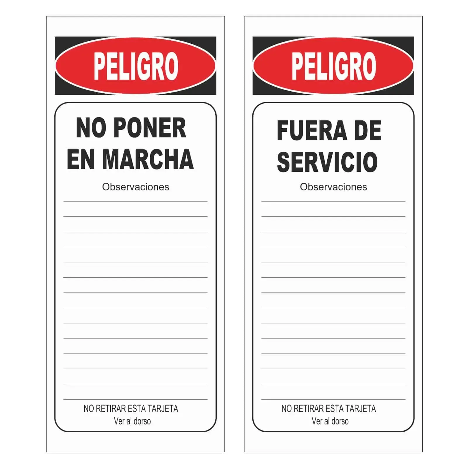 Tarjeta señalización : Fuera de servicio