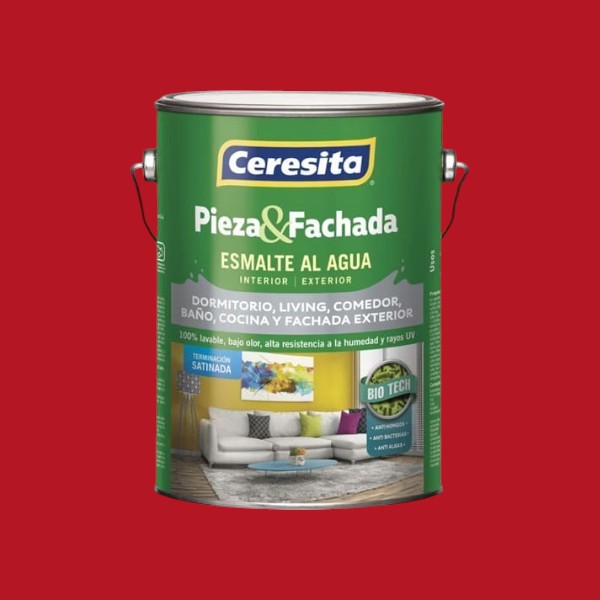 Pieza y fachada satinado bio tech Rojo Italiano 1 Galón Ceresita