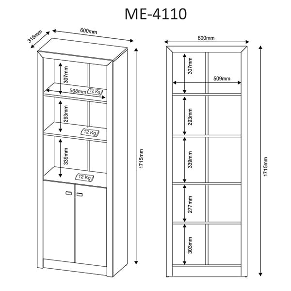 Gabinete 2 Puertas ME4110 Color Nogal - Imagen 6