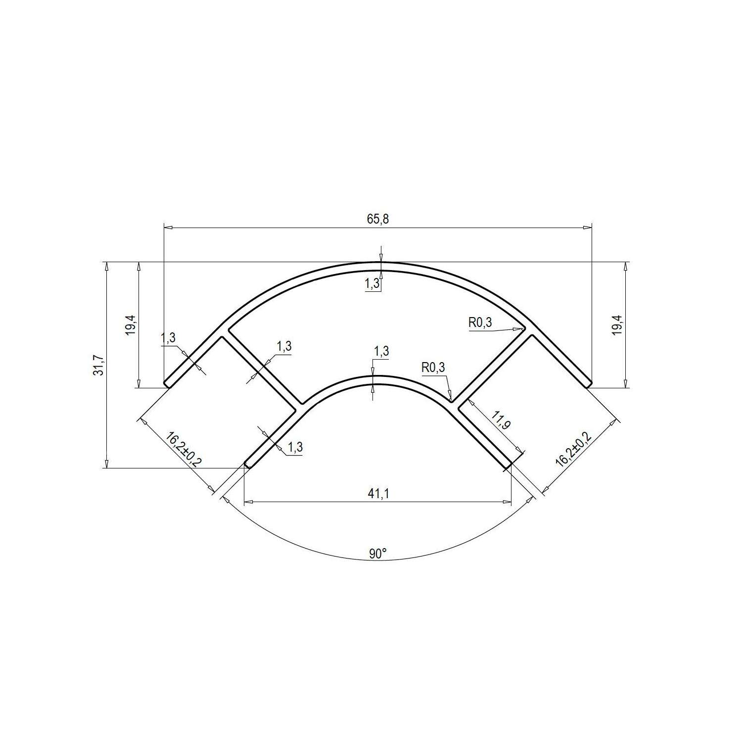 Perfil Aluminio Ángulo Abierto 2m - Imagen 2