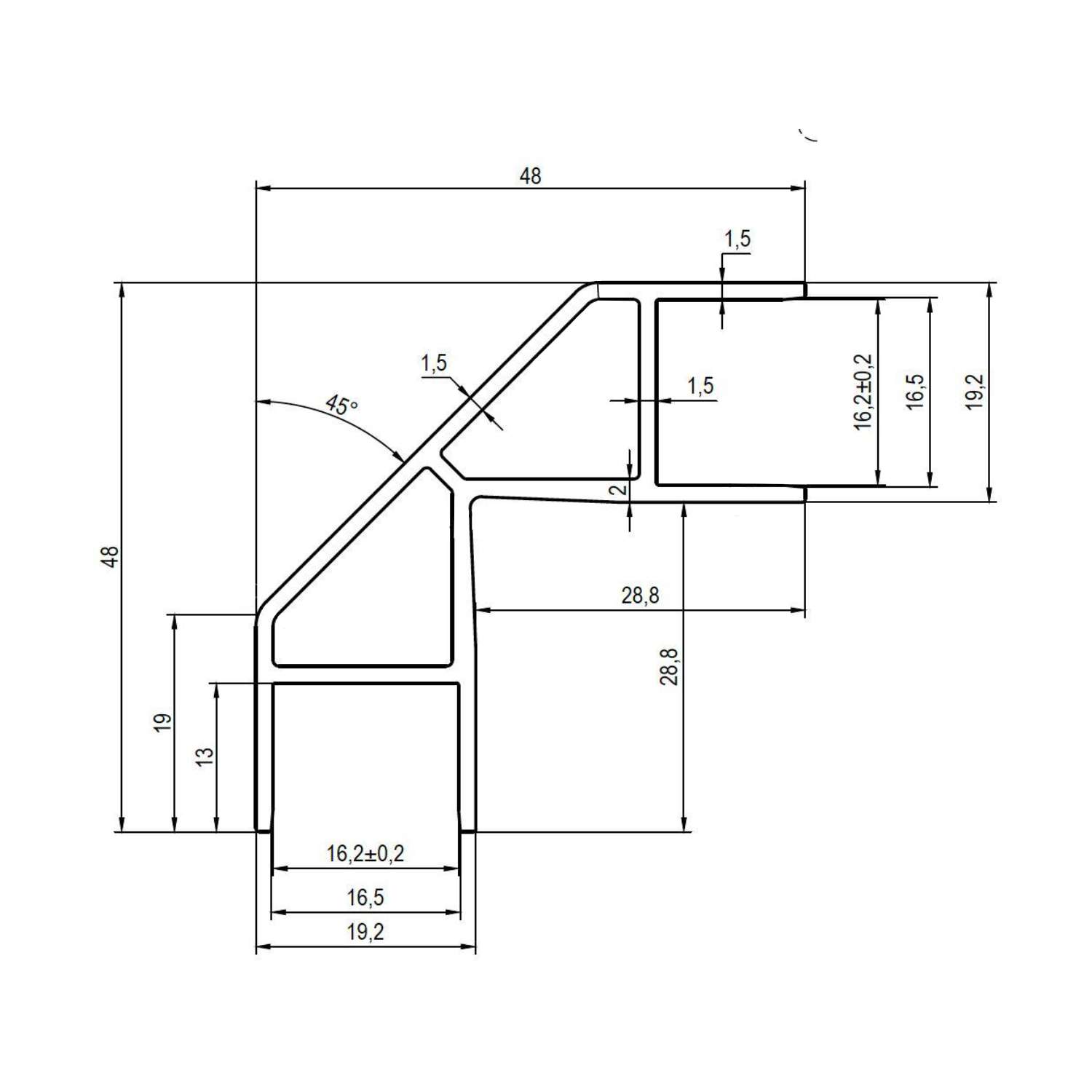 Perfil Aluminio Esquina 90 Grados Recto 2 m - Imagen 2