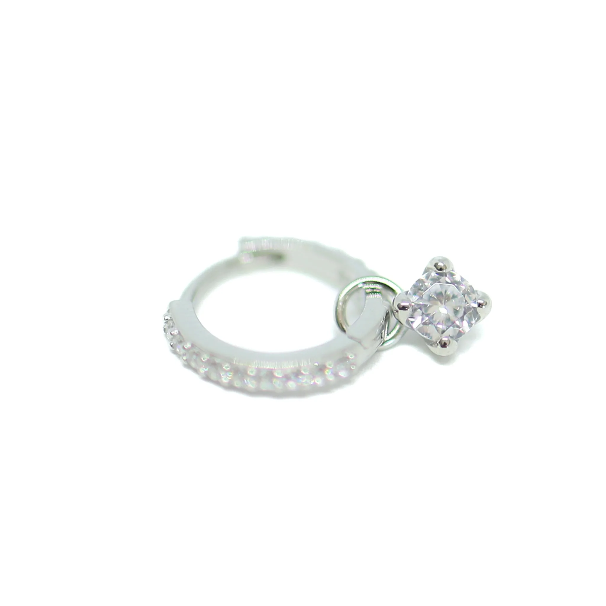 Huggie con Dije de Cristal en Plata