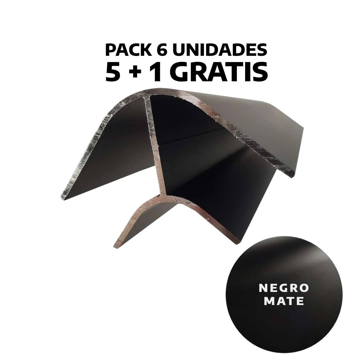 Pack 6 Uds Perfil Aluminio Ángulo Corto Negro 2m