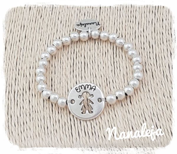 Pulsera niña con nombre grabado
